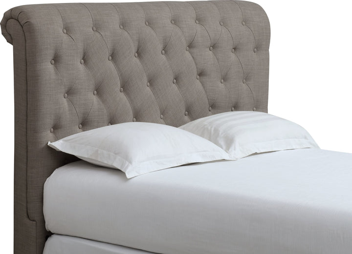 Royal Queen-size Tufted Upholstered Headboard in Dolphin Linen – view 5