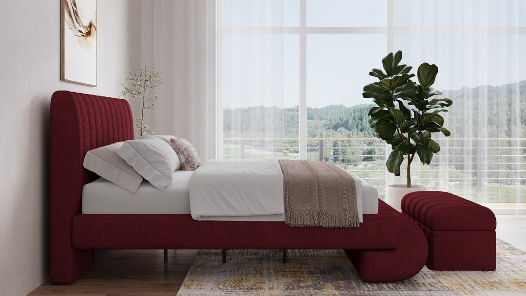Savage King-size Maximalist Upholstered Bed in Ruby Chenille – view 2