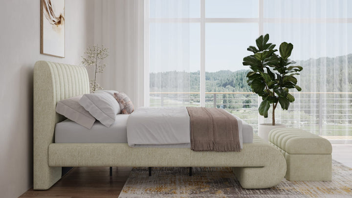 Savage California King-size Maximalist Upholstered Bed in Sandy Chenille – view 3
