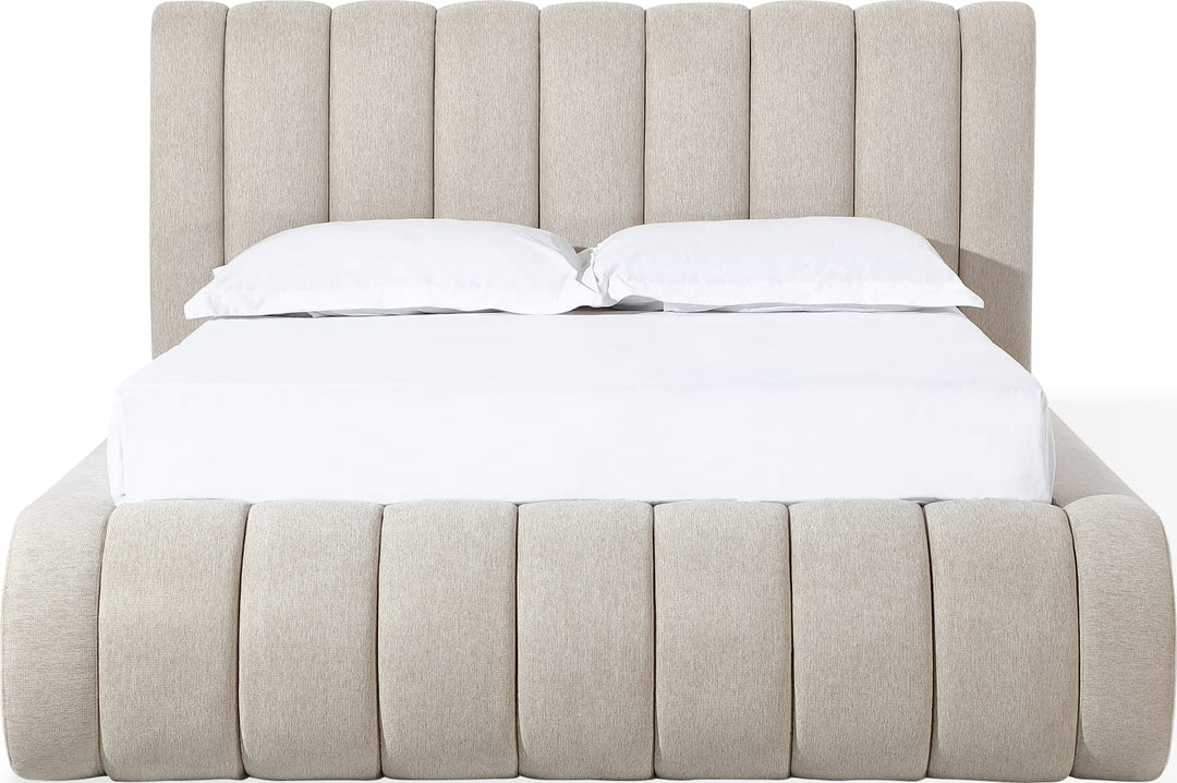 Savage California King-size Maximalist Upholstered Bed in Sandy Chenille – view 4