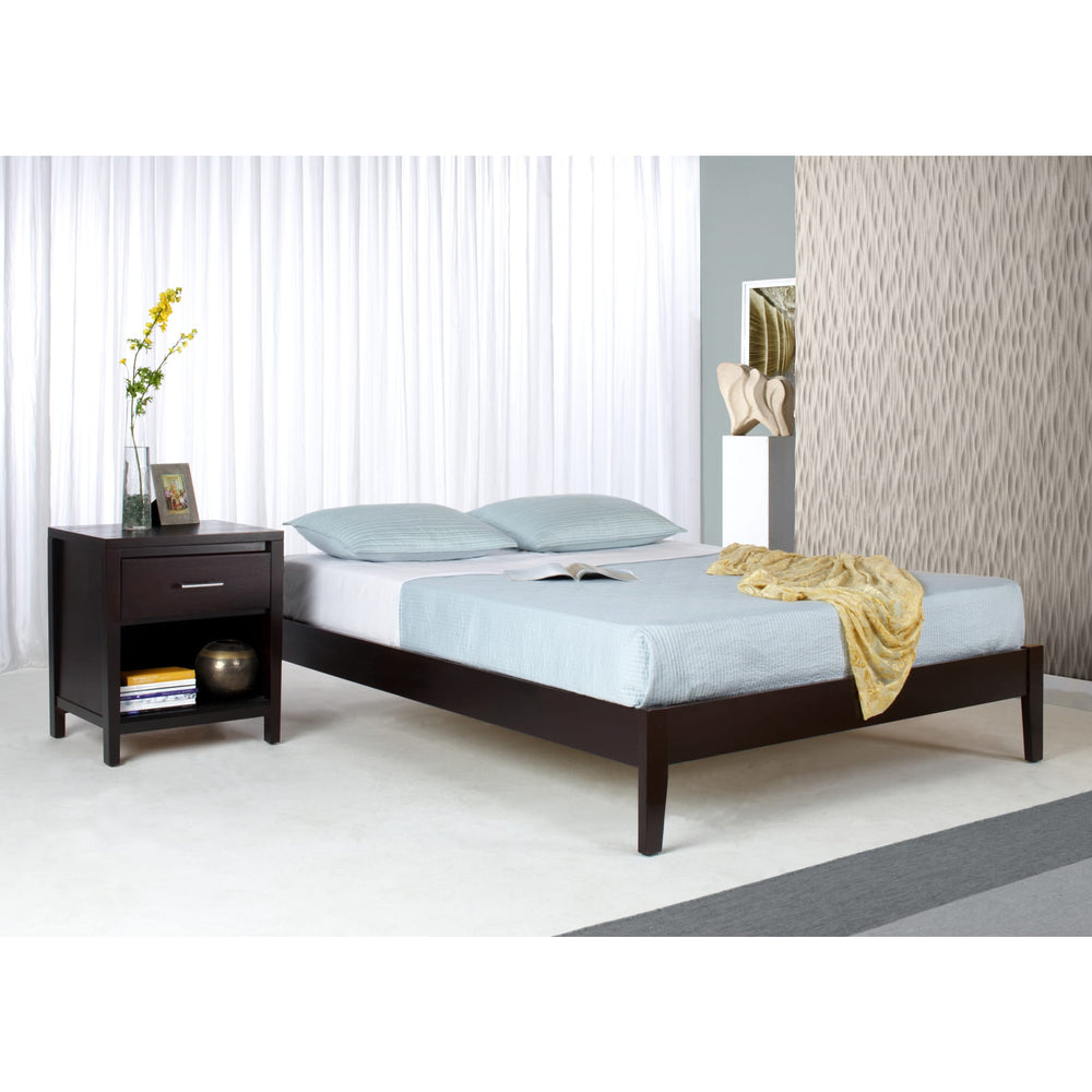 Simple Queen Wood Platform Bed in Espresso