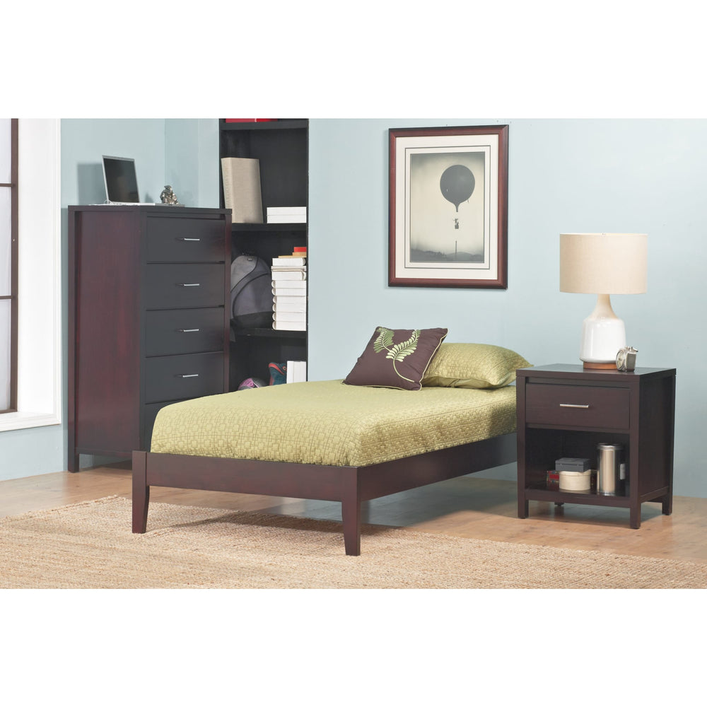 Simple Queen Wood Platform Bed in Espresso
