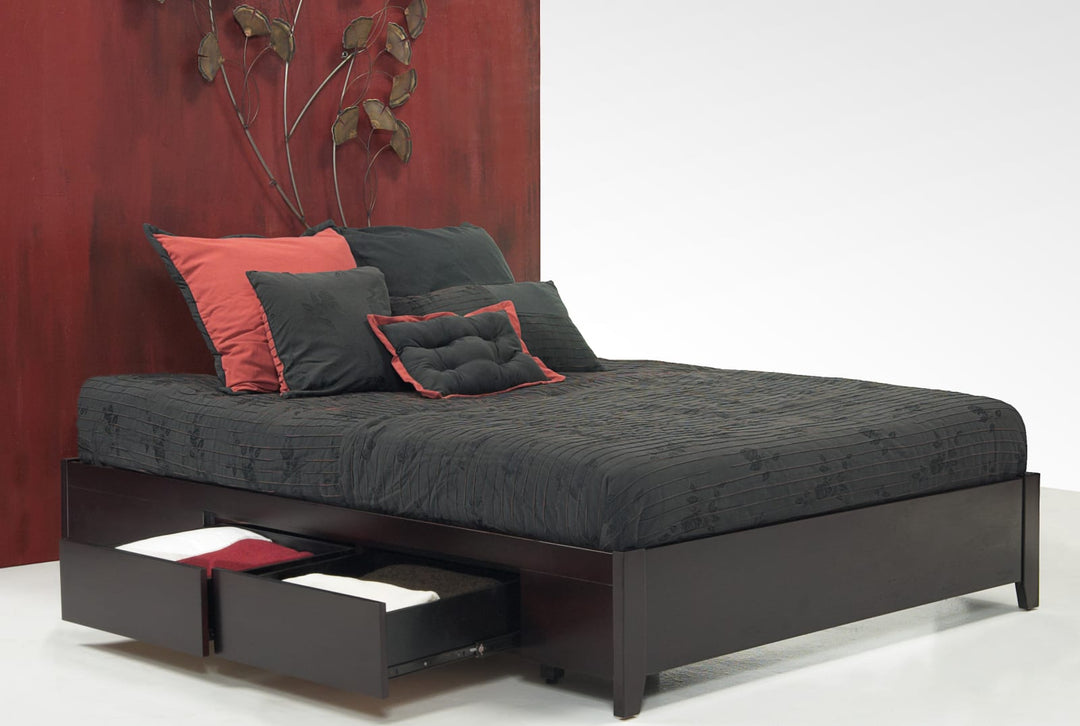 Simple Full-size Platform Storage Bed in Espresso