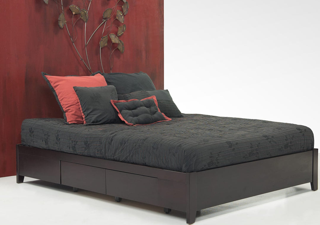 Simple Full-size Platform Storage Bed in Espresso – view 3