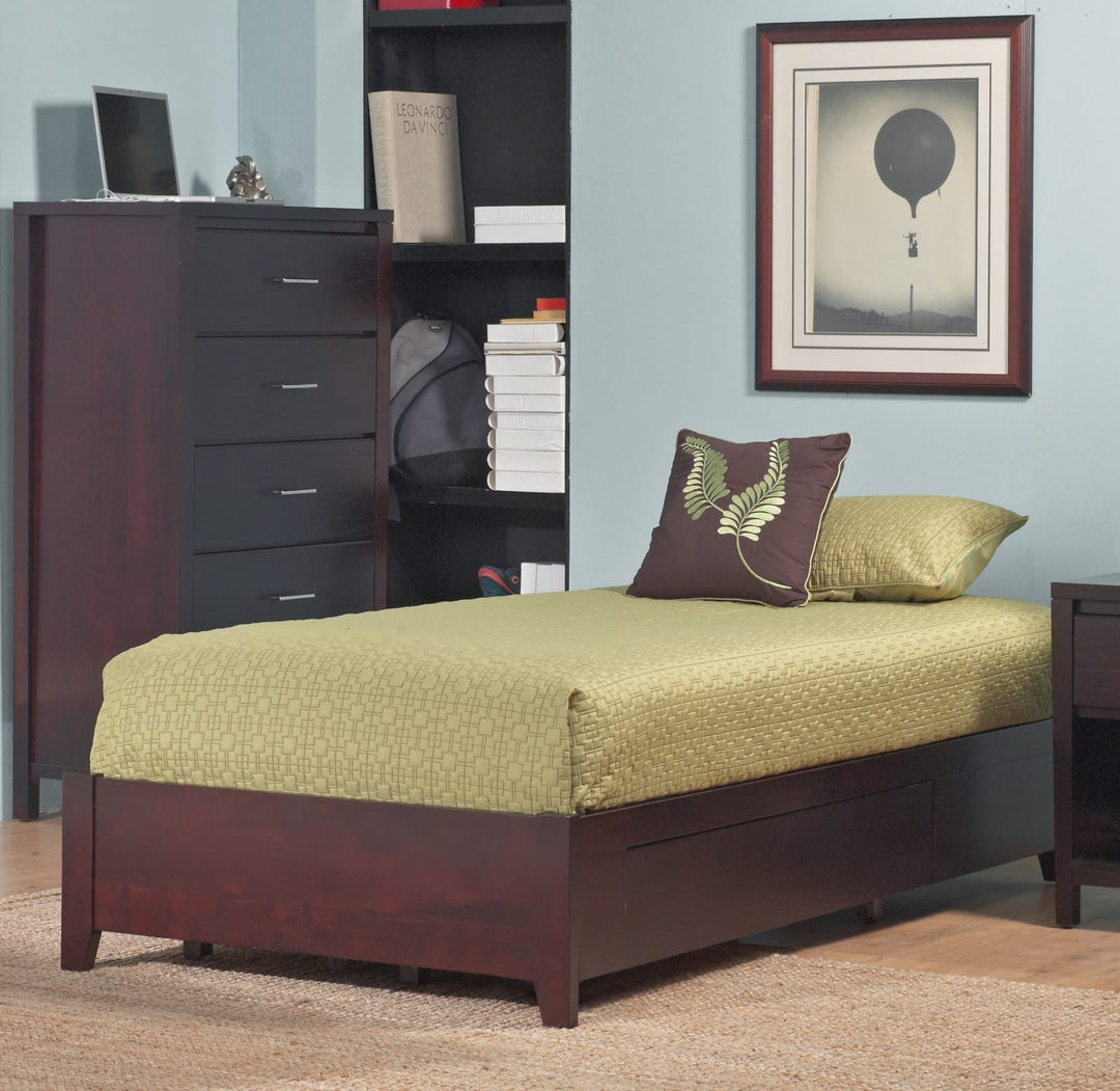 Simple Full-size Platform Storage Bed in Espresso – view 4