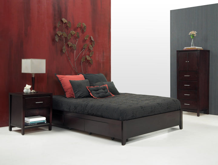 Simple Queen-size Platform Storage Bed in Espresso – view 6