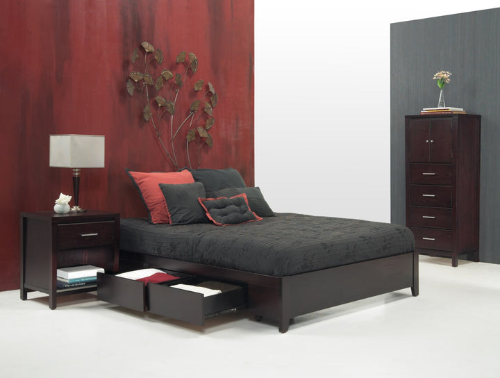 Simple Queen-size Platform Storage Bed in Espresso – view 8