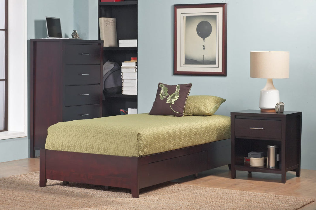 Simple Full-size Platform Storage Bed in Espresso – view 9