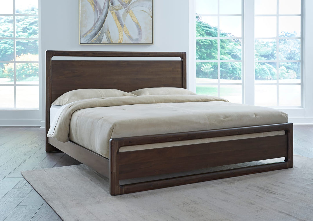 Sol Queen-size Acacia Wood Platform Bed in Brown Spice