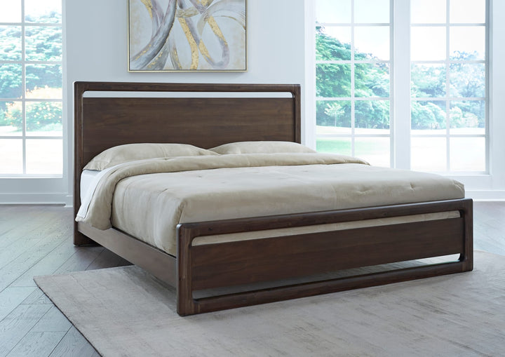 Sol King-size Acacia Wood Platform Bed in Brown Spice