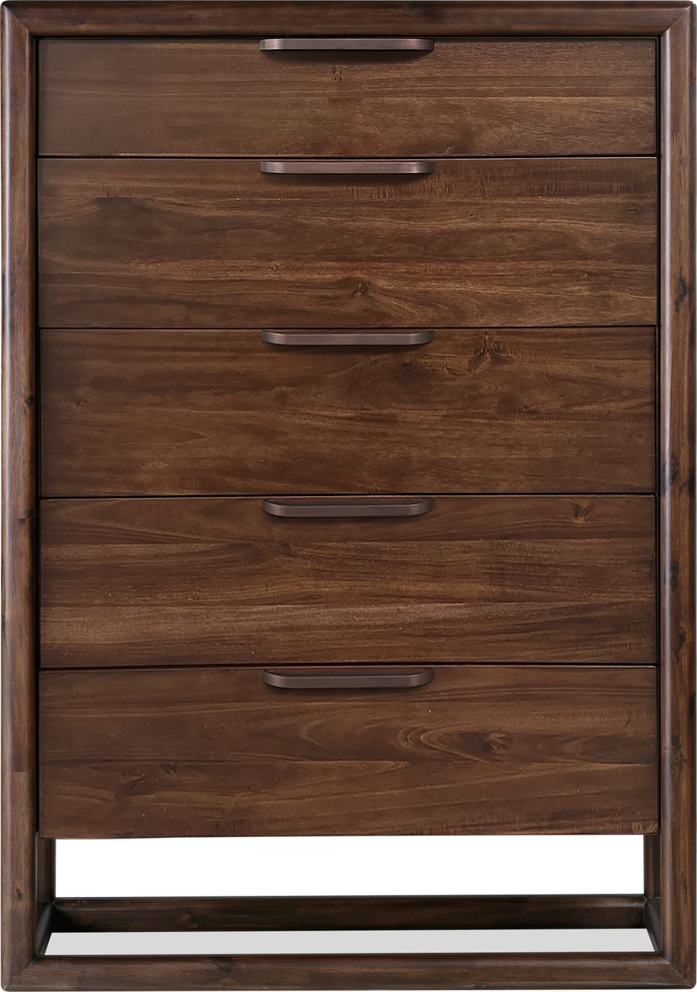 Sol Five Drawer Acacia Wood Chest in Brown Spice – view 2