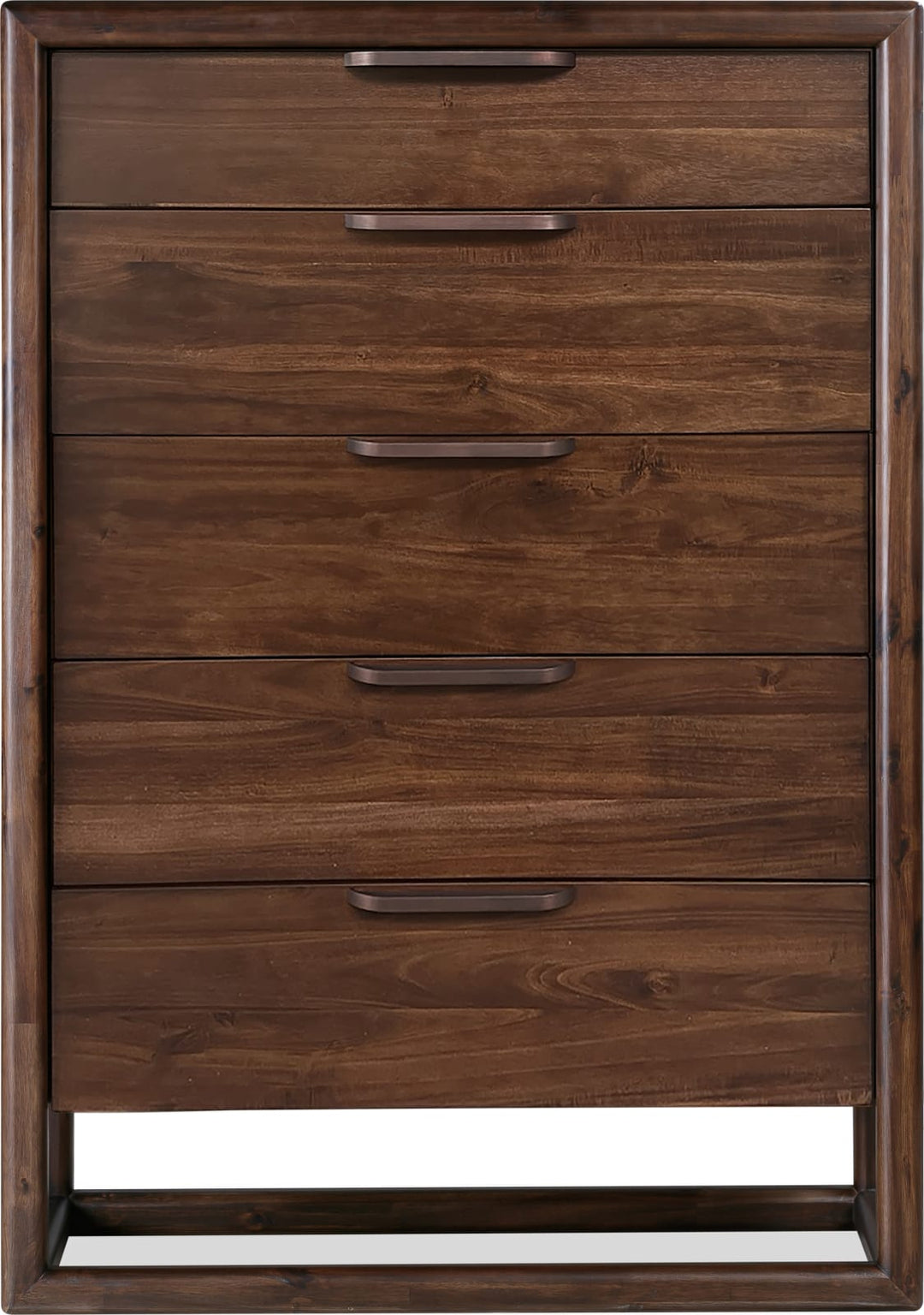 Sol Five Drawer Acacia Wood Chest in Brown Spice – view 2