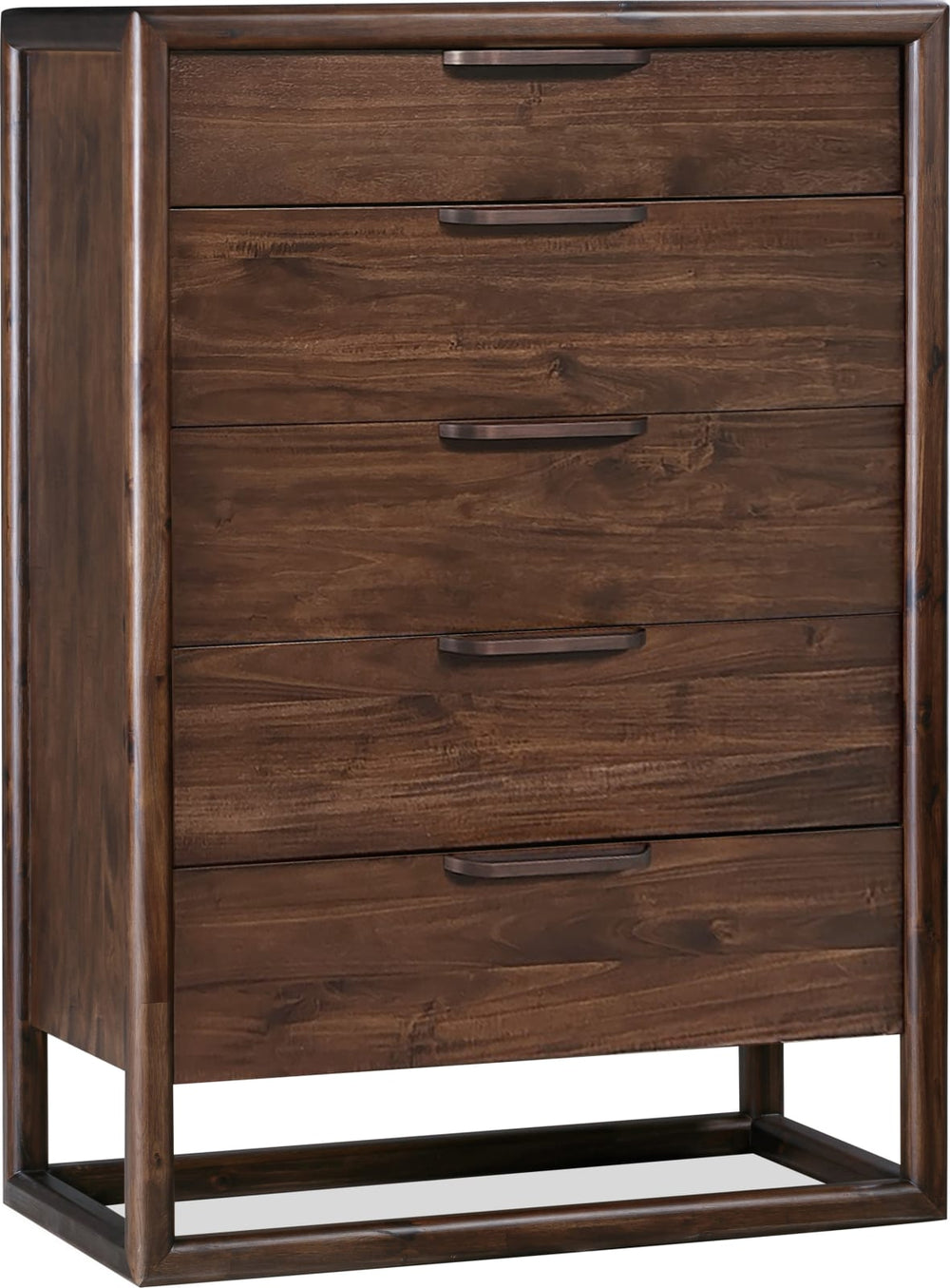 Sol Five Drawer Acacia Wood Chest in Brown Spice – view 3