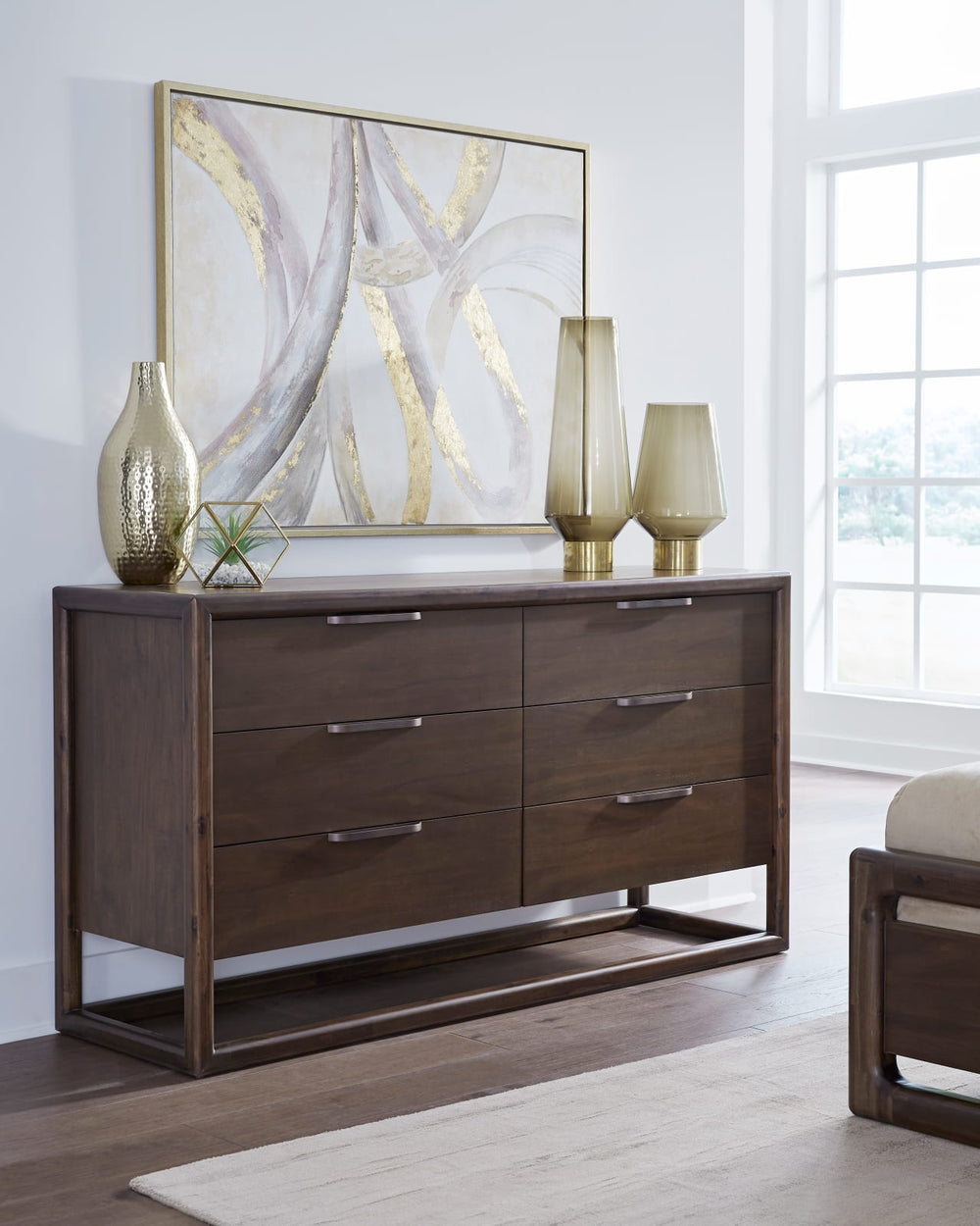 Sol Six Drawer Acacia Wood Dresser in Brown Spice