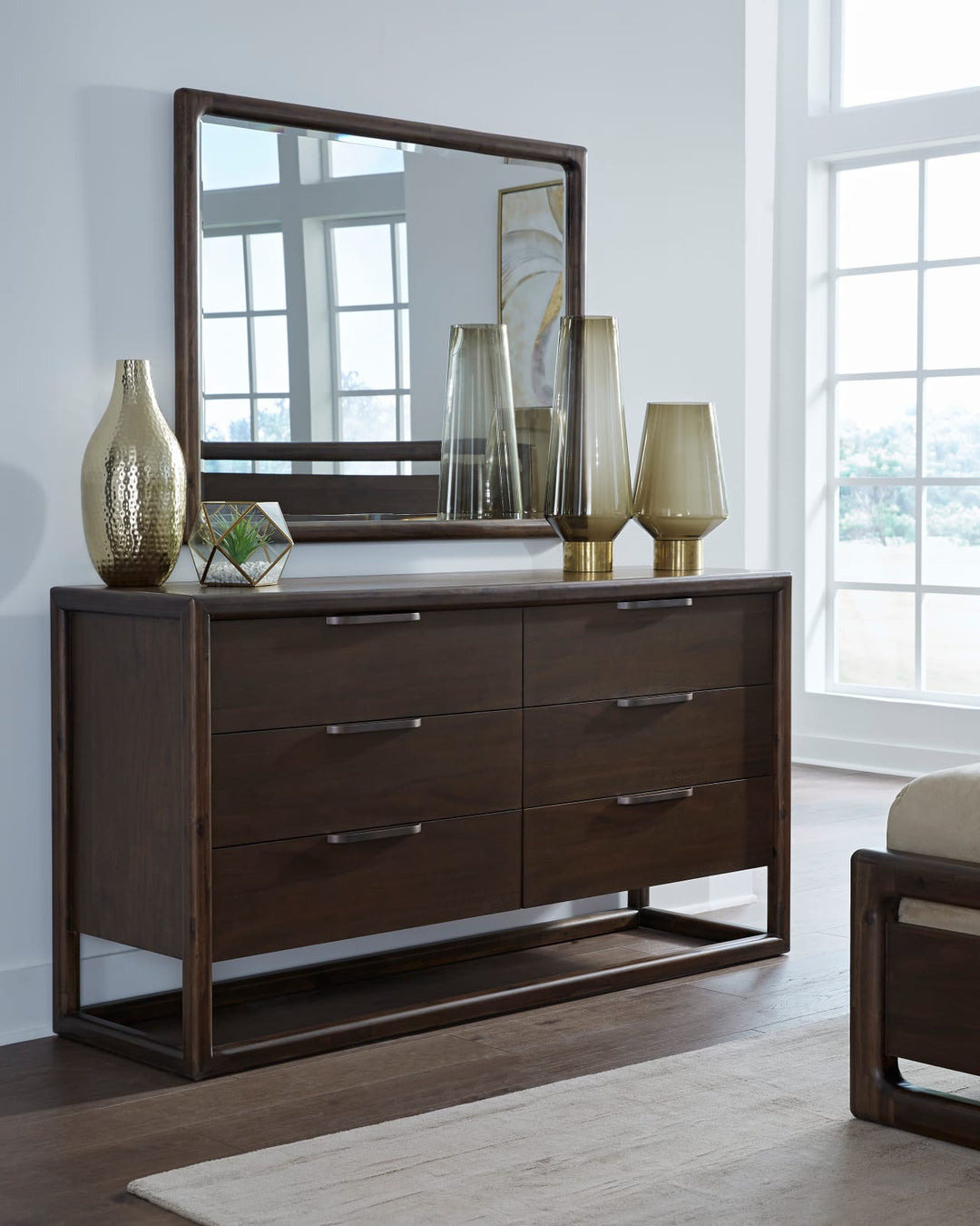 Sol Six Drawer Acacia Wood Dresser in Brown Spice – view 2