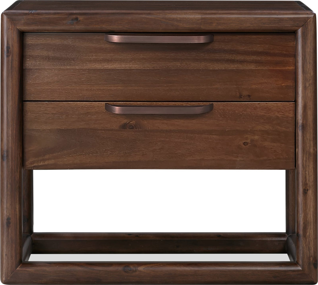 Sol Two Drawer USB-Charging Nightstand in Brown Spice – view 2
