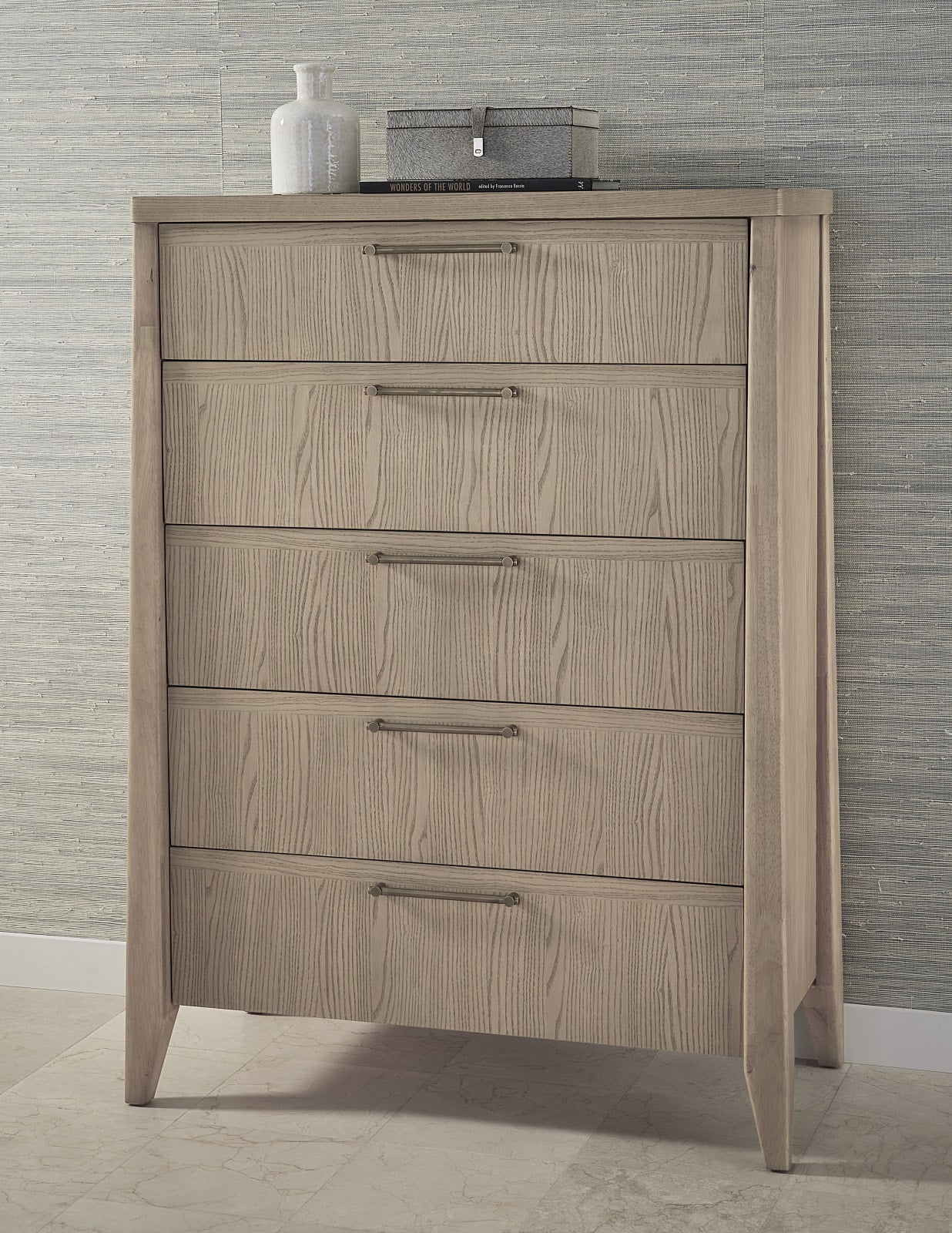Sumire Five Drawer Ash Wood Chest in Ginger