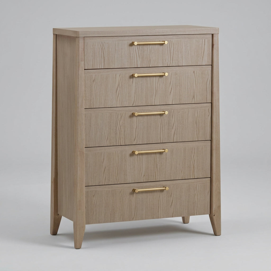 Sumire Five Drawer Ash Wood Chest in Ginger view 3
