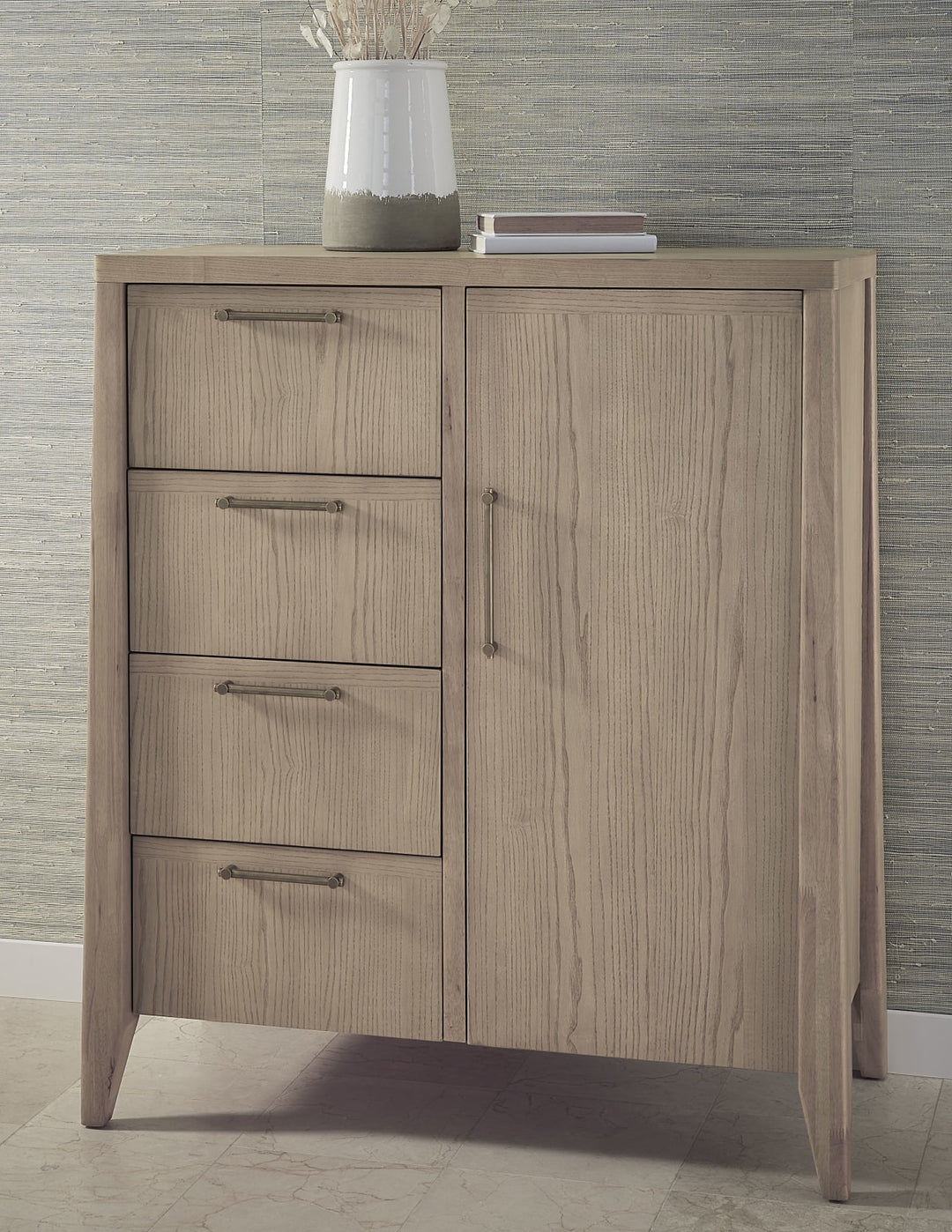 Sumire Four Drawer One Door Ash Wood Chest in Ginger