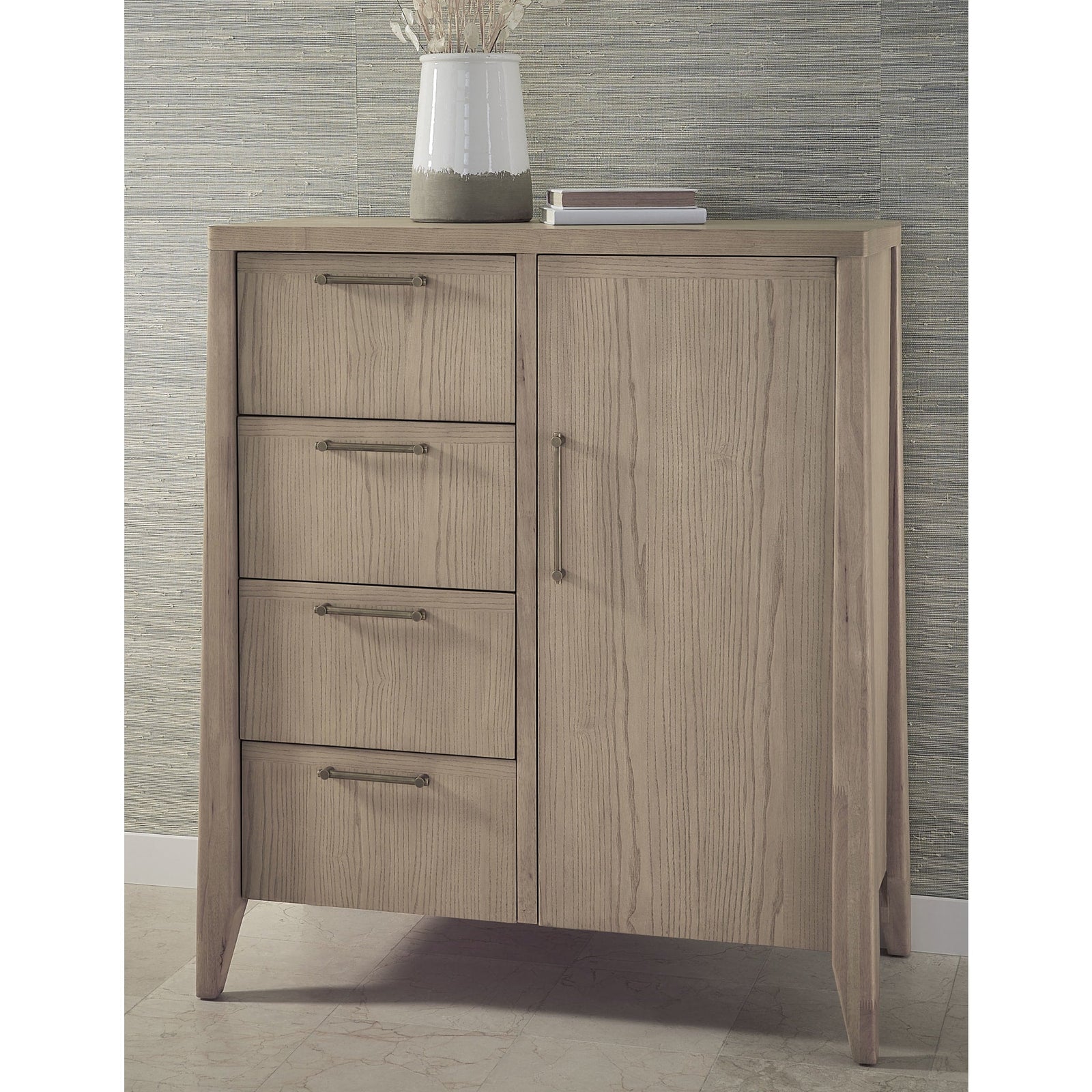 Sumire Four Drawer One Door Ash Wood Chest in Ginger