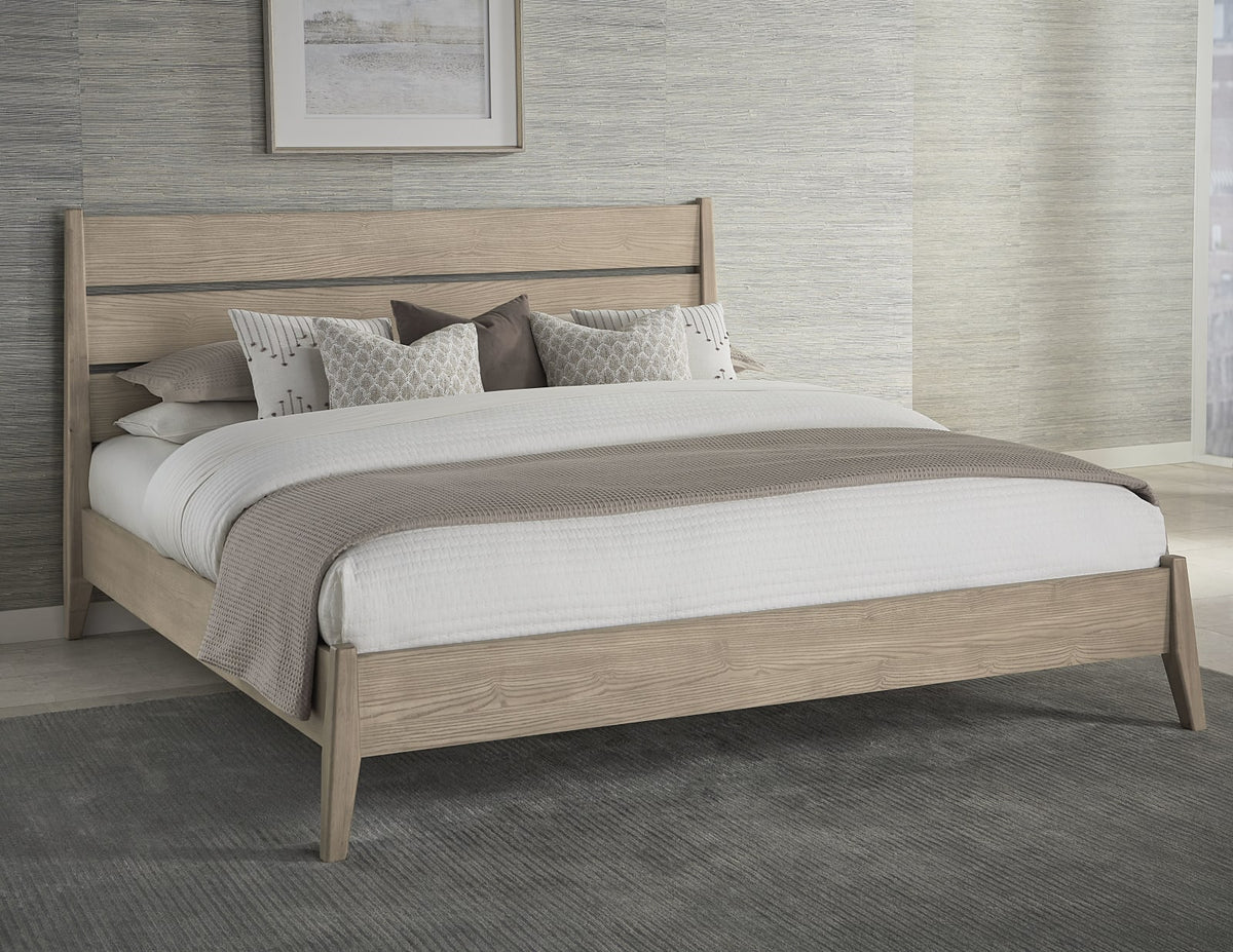 Sumire California King-size Slatted Ash Wood Platform Bed in Ginger