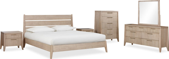 Sumire California King-size Slatted Ash Wood Platform Bed in Ginger – view 10