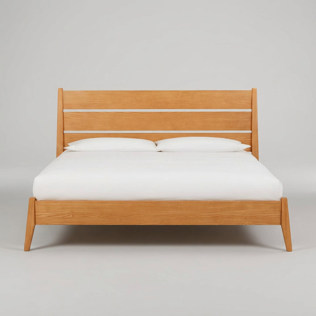 Sumire California King-size Slatted Ash Wood Platform Bed in Ginger view 3