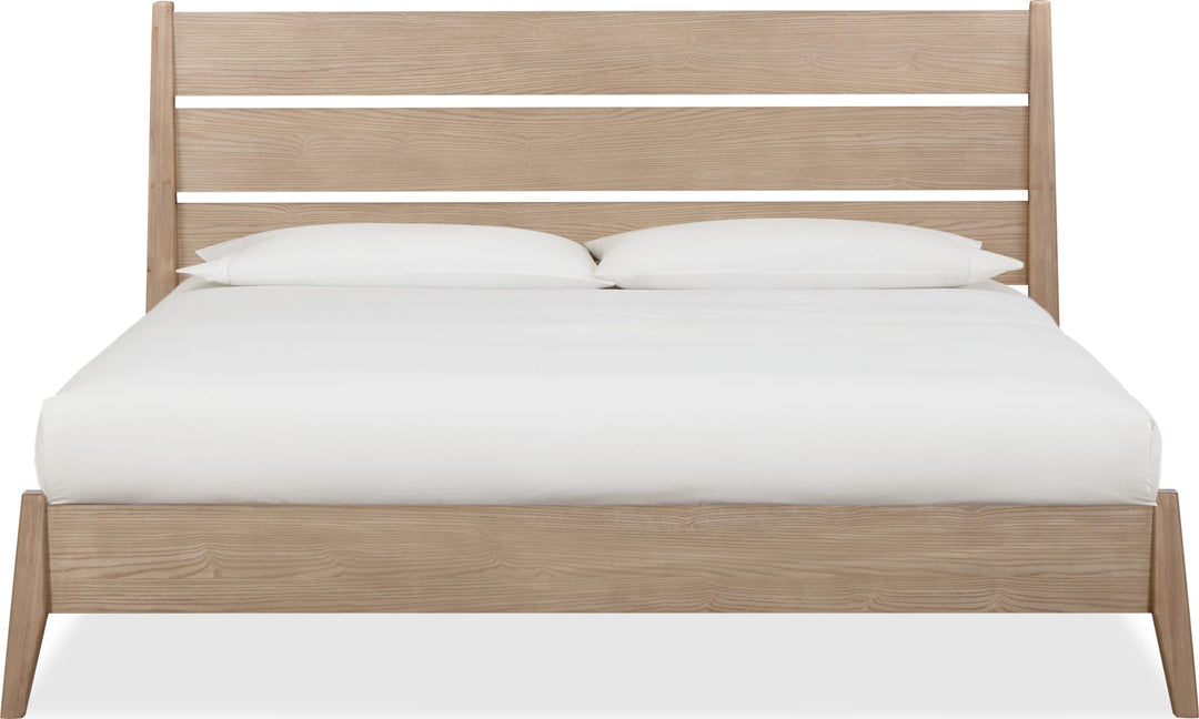 Sumire Queen-size Slatted Ash Wood Platform Bed in Ginger – view 3