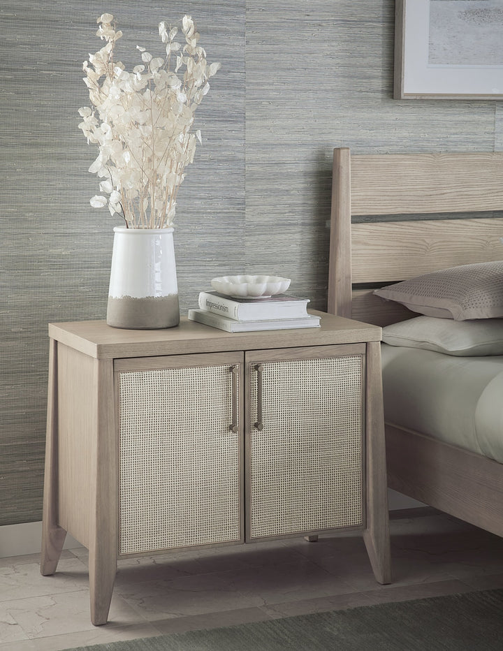 Sumire Two Door Ash Wood Bachelor Chest in Ginger and Natural Cane