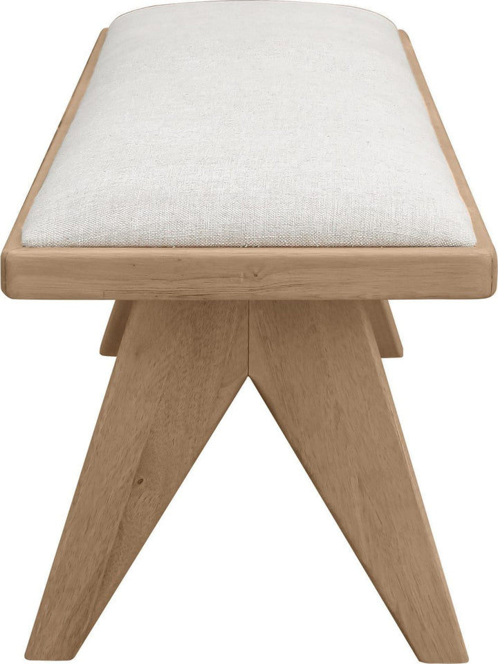 Sumire Upholstered Bench in Ginger and Natural Linen – view 3