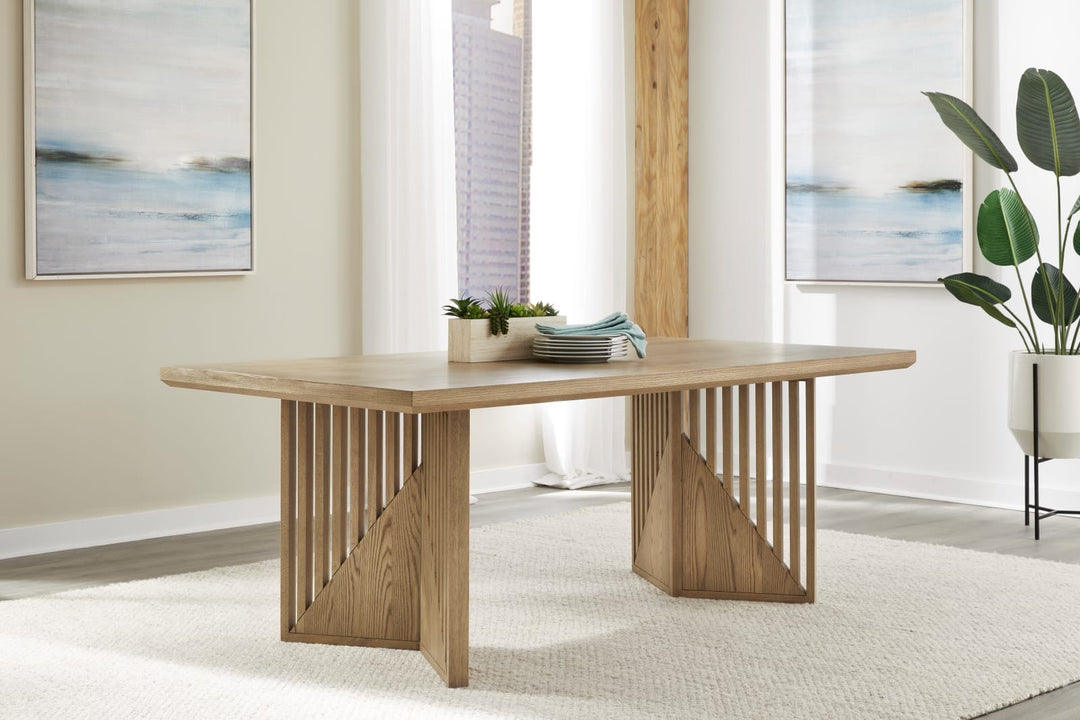 Sumner Double Pedestal Oak Dining Table in Natural