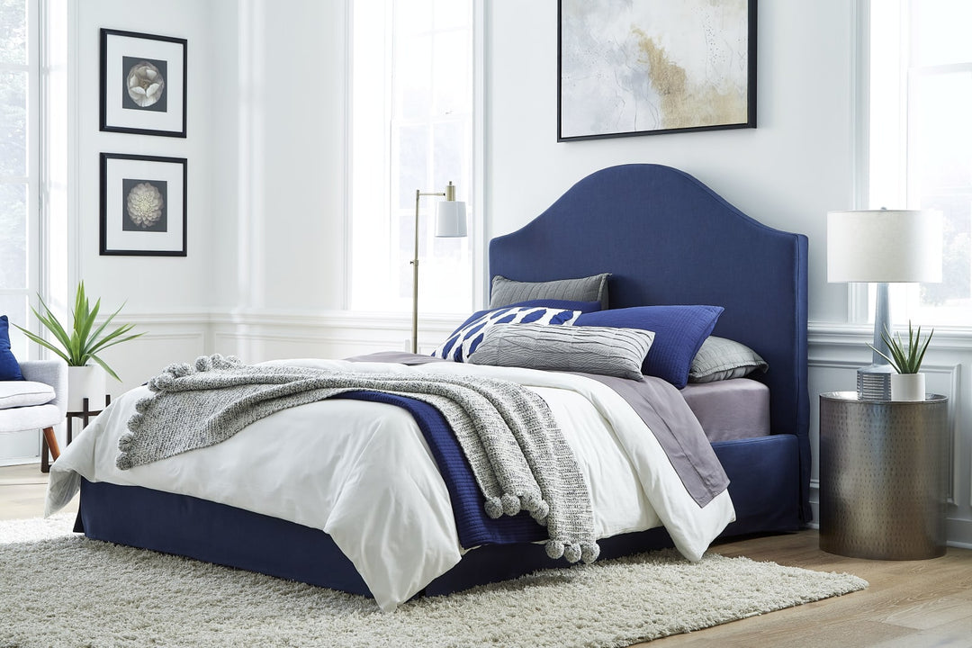 Sur Full-Size Upholstered Skirted Storage Panel Bed in Navy – view 2