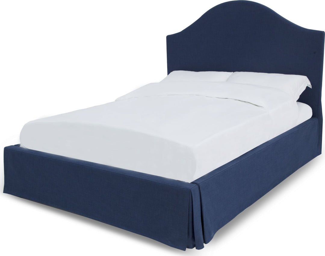 Sur California King-Size Upholstered Skirted Storage Panel Bed in Navy – view 4