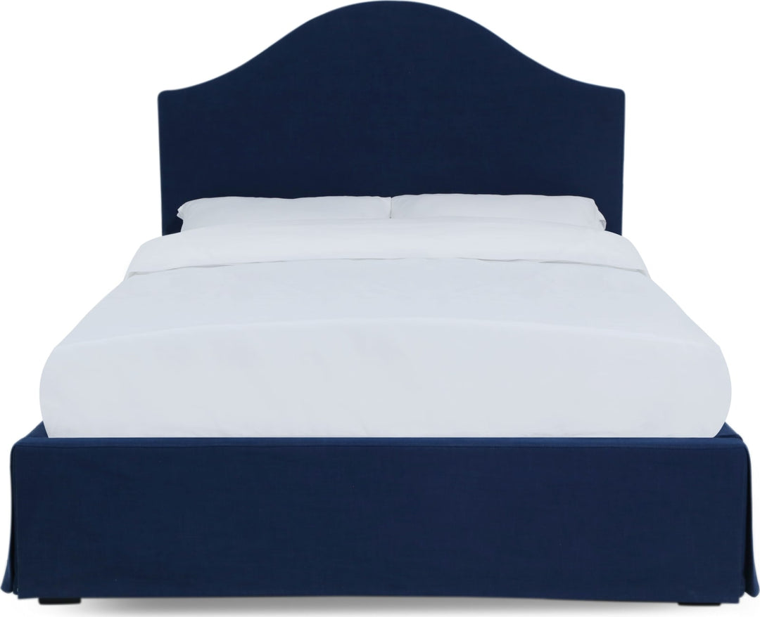 Sur California King-Size Upholstered Skirted Storage Panel Bed in Navy – view 5