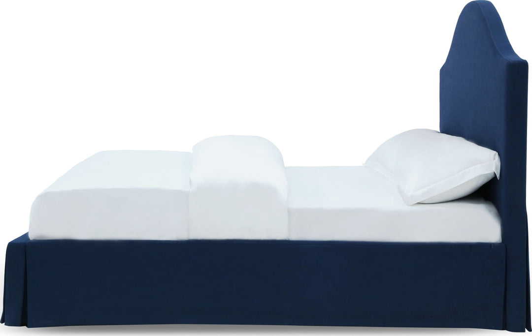 Sur California King-Size Upholstered Skirted Storage Panel Bed in Navy – view 6