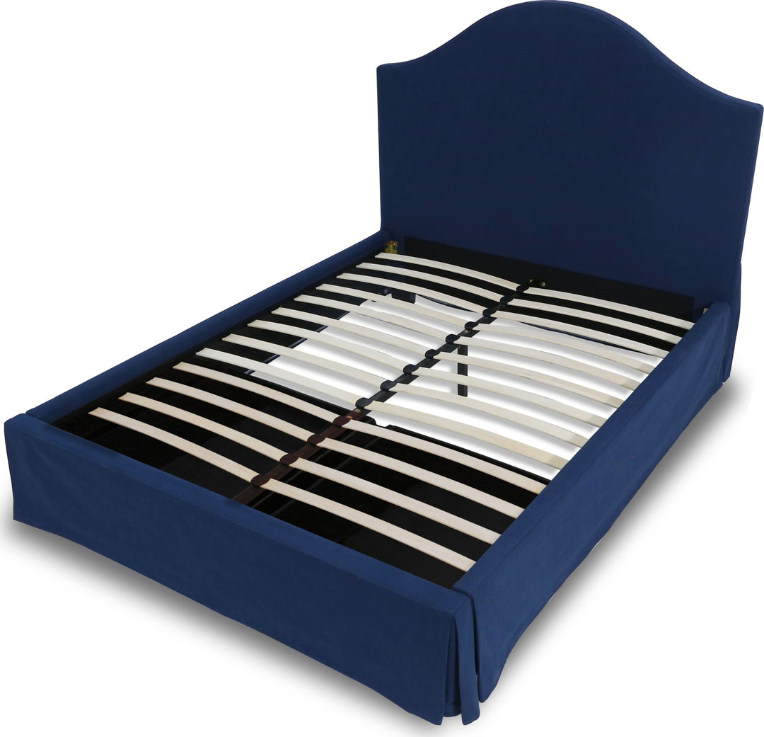 Sur California King-Size Upholstered Skirted Storage Panel Bed in Navy – view 7