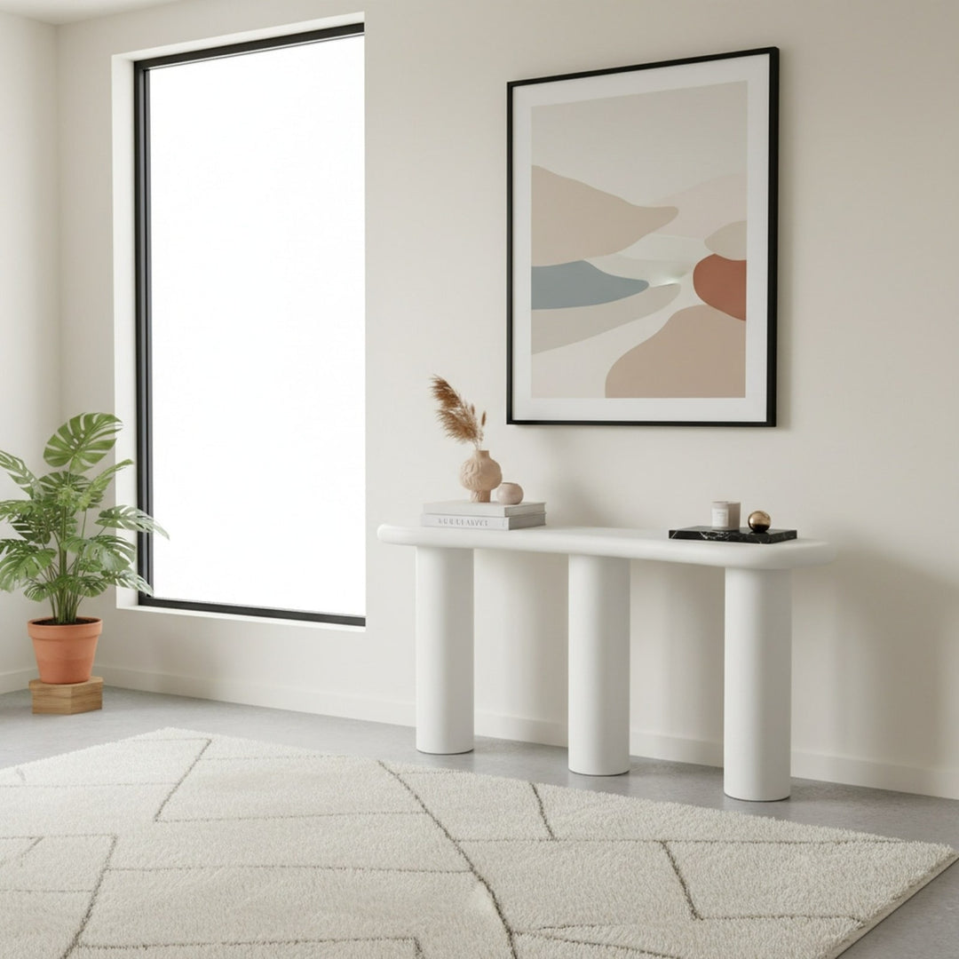 Sven Wooden Console Table in Rice
