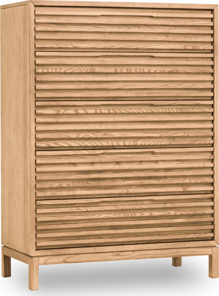 Tanner Five Drawer Ash Wood Chest in Flaxen – view 3