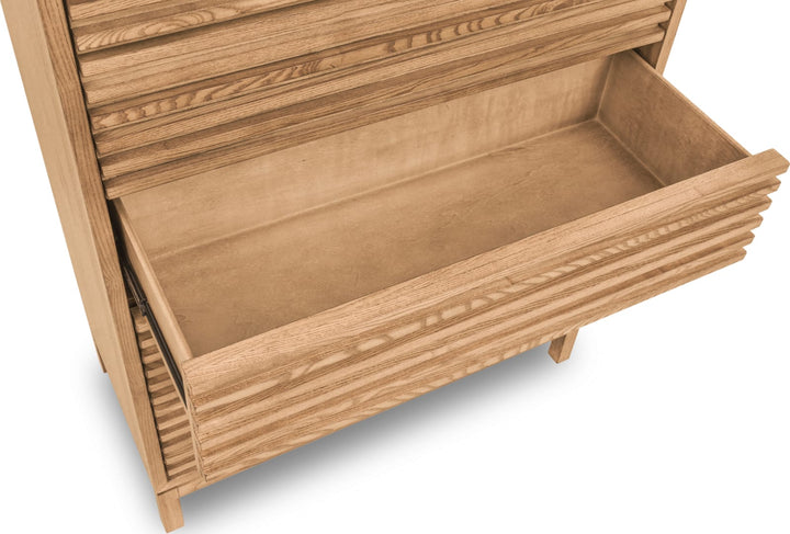 Tanner Five Drawer Ash Wood Chest in Flaxen – view 5