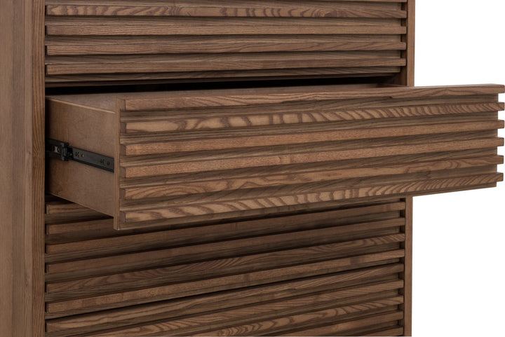 Tanner Five Drawer Ash Wood Chest in Roux – view 5