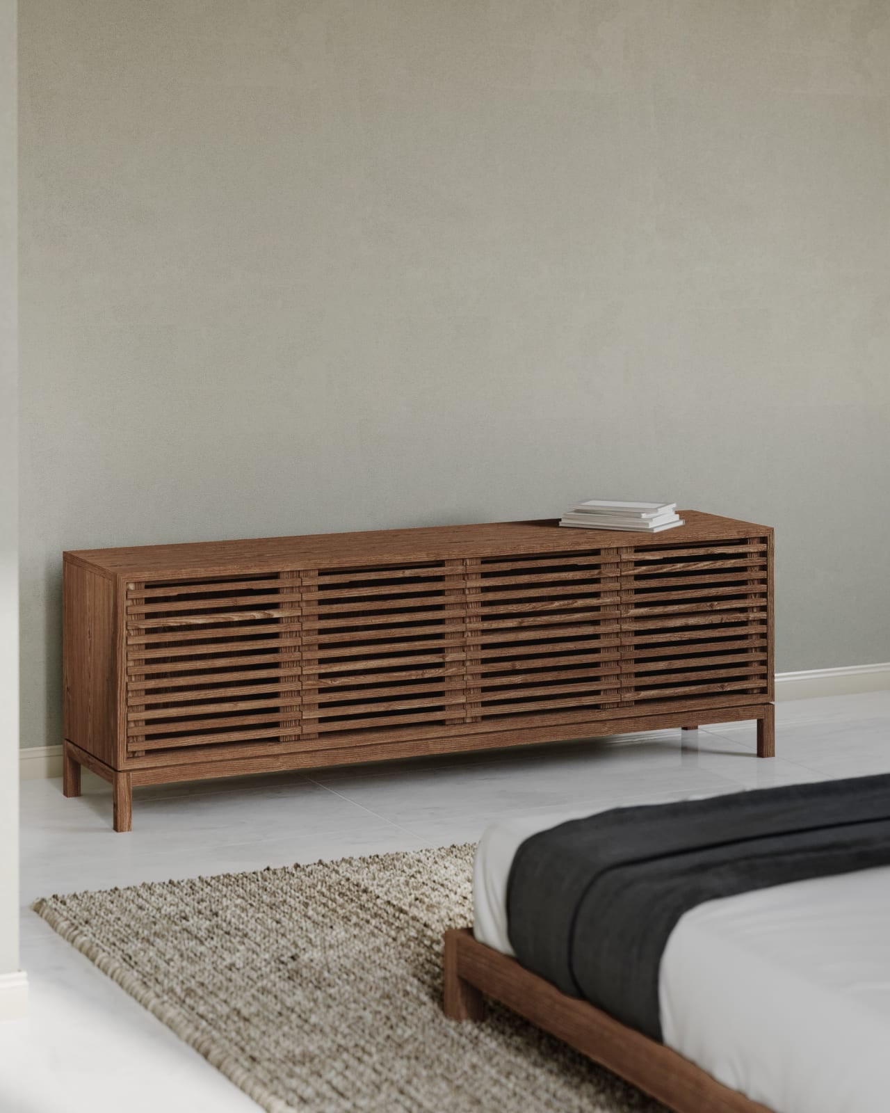 Tanner Four Door Solid Ash Media Console in Roux