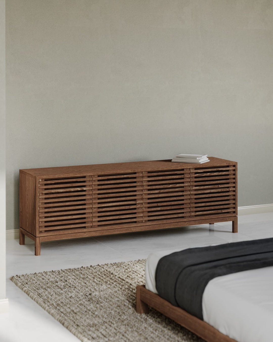 Tanner Four Door Solid Ash Media Console in Roux