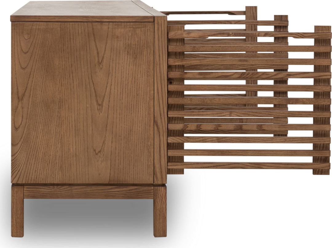 Tanner Four Door Solid Ash Media Console in Roux – view 5