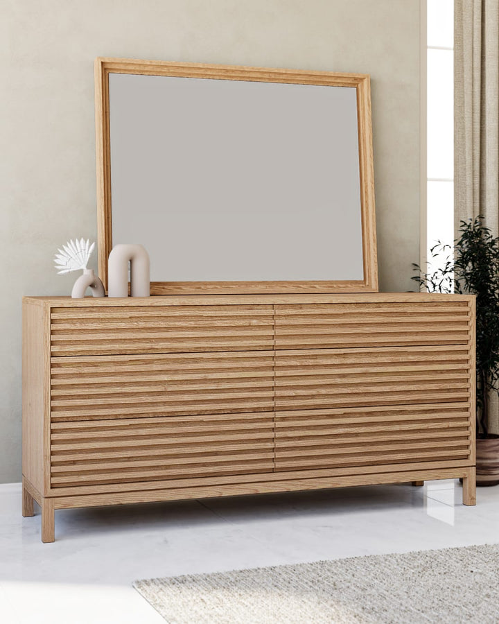 Tanner Six Drawer Ash Wood Dresser in Flaxen – view 5