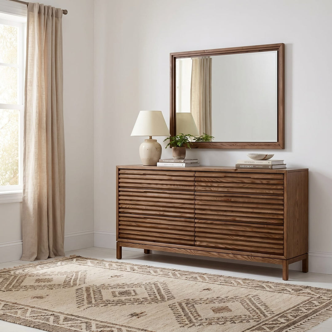 Tanner Six Drawer Ash Wood Dresser in Roux