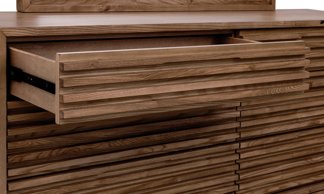 Tanner Six Drawer Ash Wood Dresser in Roux – view 6