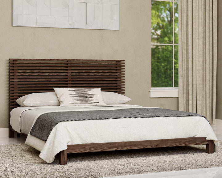 Tanner Queen-size Solid Ash Platform Bed in Roux