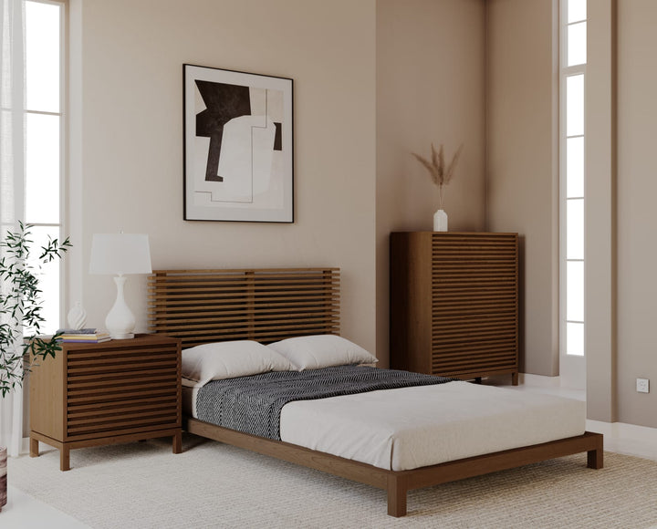 Tanner Queen-size Solid Ash Platform Bed in Roux – view 7