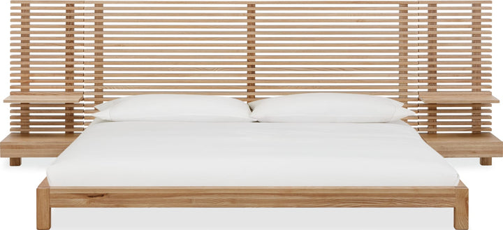 Tanner King-size Solid Ash Wall Bed with Integrated Nightstands in Flaxen – view 2