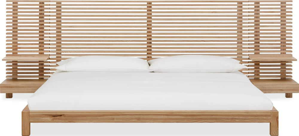 Tanner California King-size Solid Ash Wall Bed with Integrated Nightstands in Flaxen – view 2